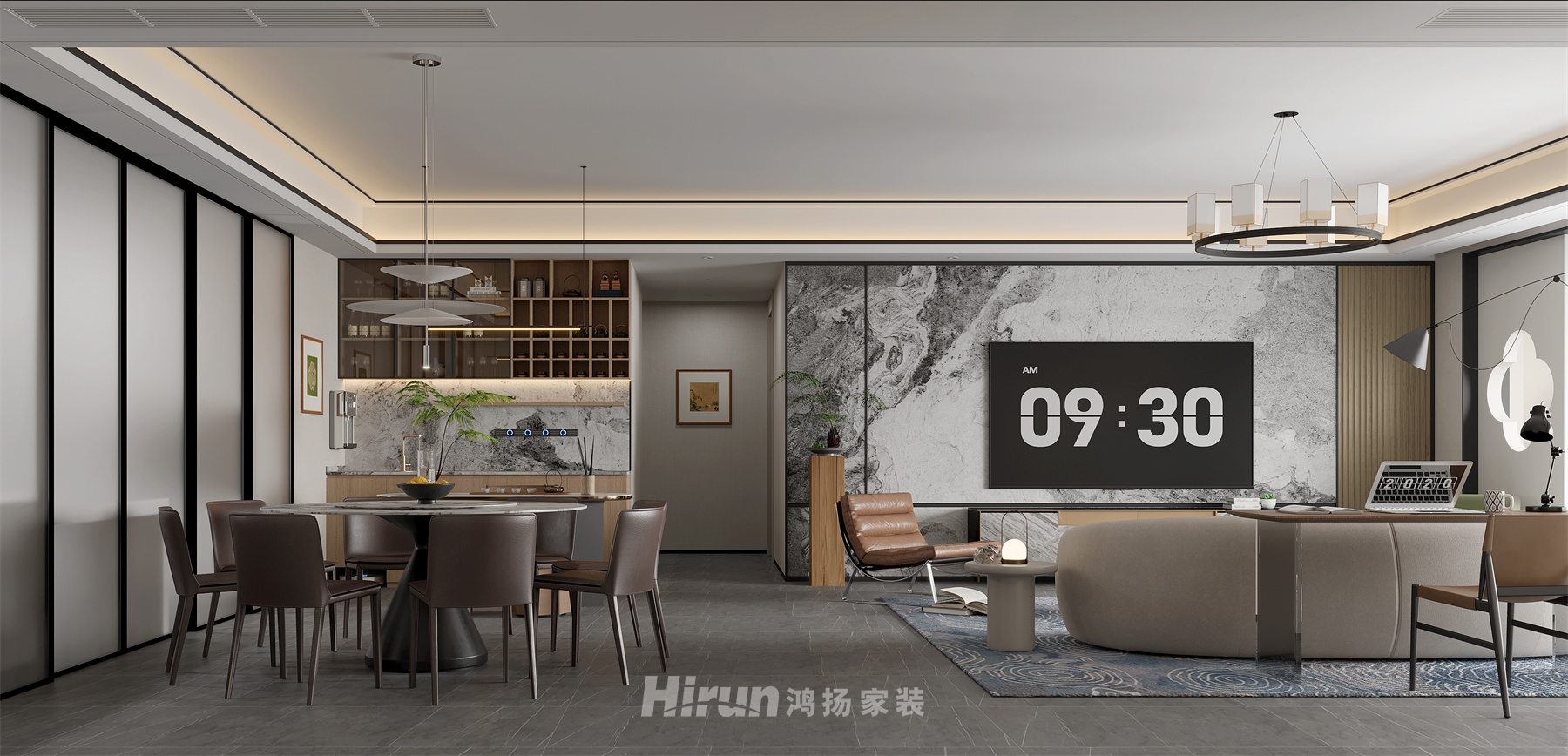 建發養云220㎡意境東方大平層 裝修案例效果圖-1